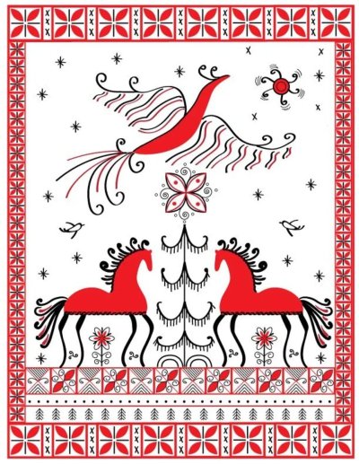 Мезенская роспись на а4