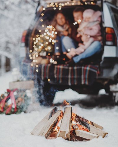 Зимняя фотосессия в багажнике