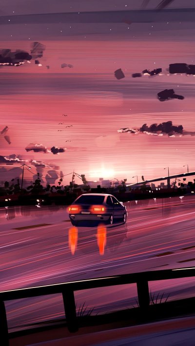 Машина на закате