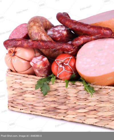 Корзина с колбасой