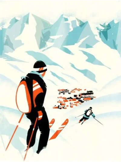Постер горные лыжи