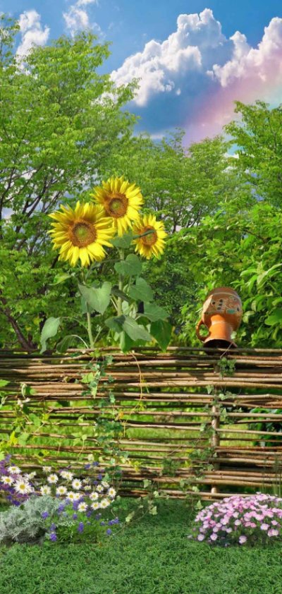 Плетень с подсолнухами