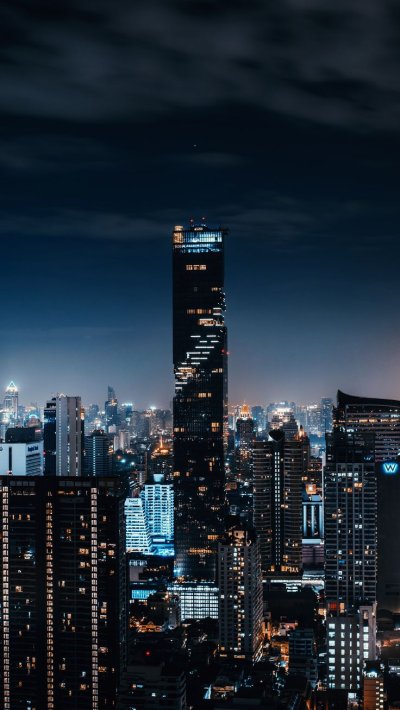 Ночной город небоскребы